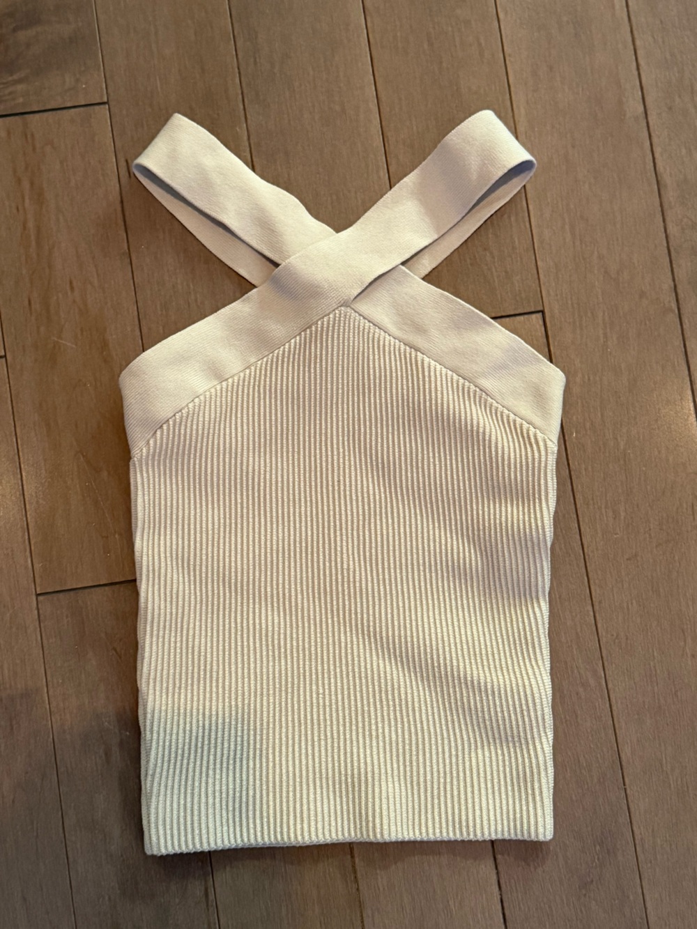 Babaton Cream Ribbed Crossback Tank